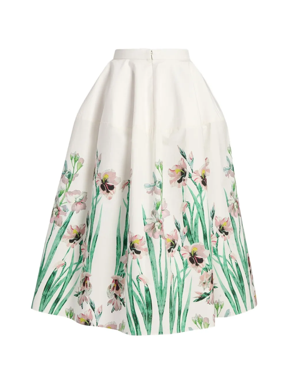 ERDEM floral-print cotton midi skirt Wit
