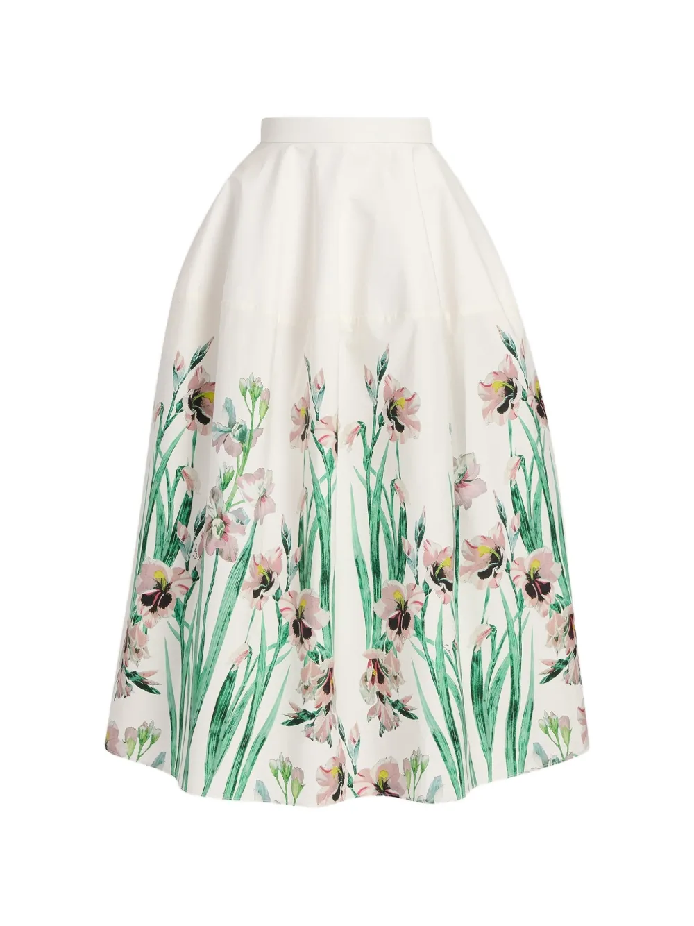 ERDEM floral-print cotton midi skirt - Bianco