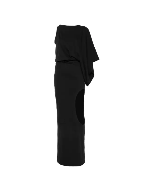 A.W.A.K.E. Mode Asymmetric Cut-out Maxi Dress in Black