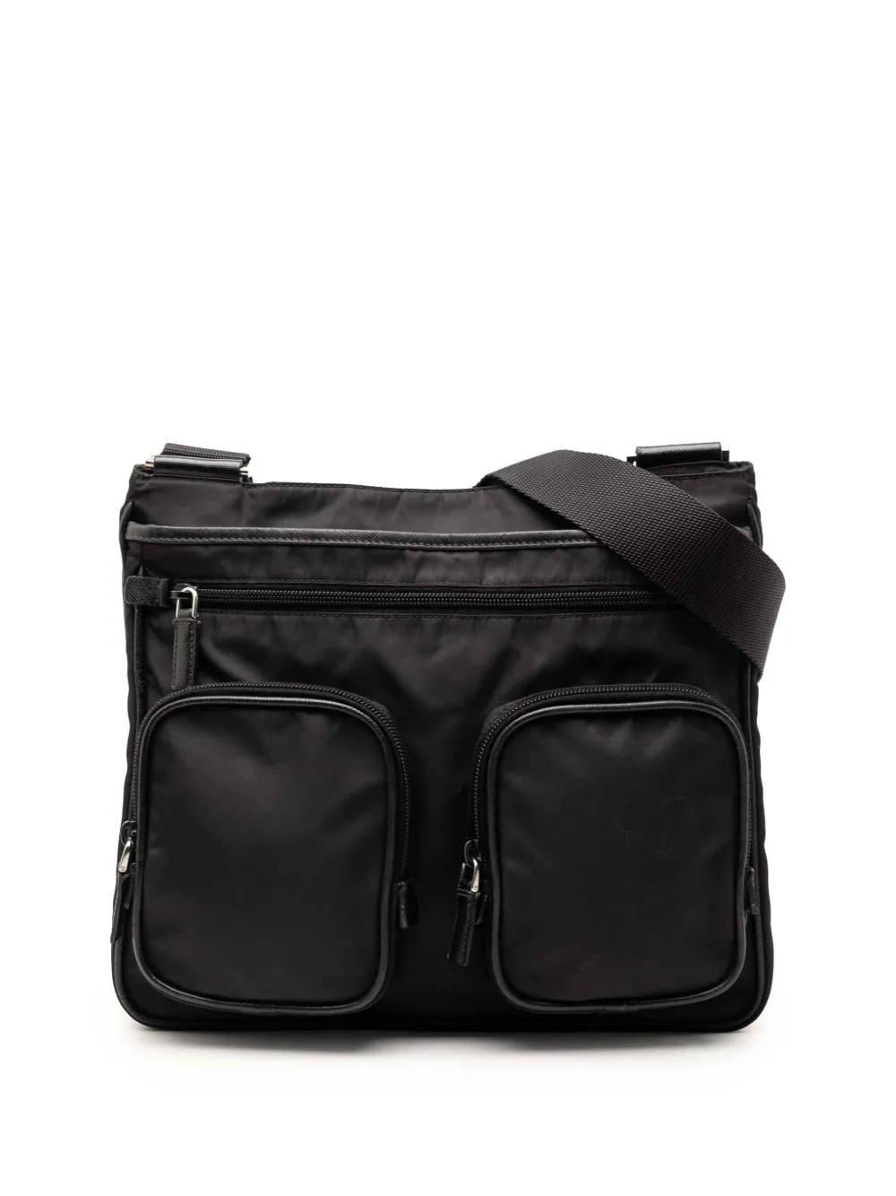 Prada Pre-Owned 2013-2026 Saffiano Trimmed Tessuto Zip Top crossbody bag - Nero