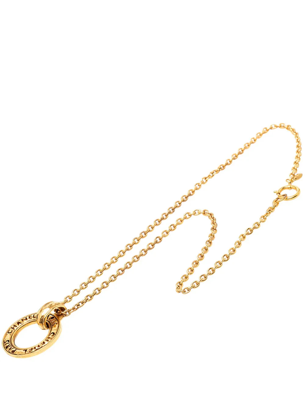CHANEL Pre-Owned 1970-1980 Gold Plated Cut Out Round Pendant Necklace costume necklace - Oro