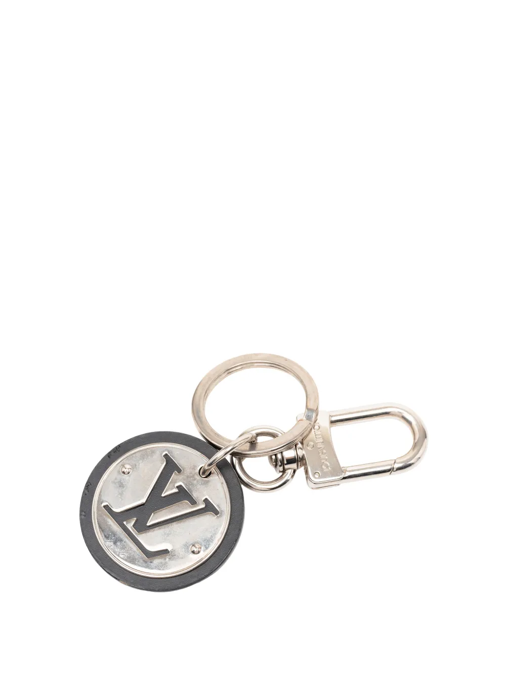 Louis Vuitton Pre-Owned 2010-2025 Stainless Steel and Calfskin LV Cut Circle Holder key chain - Nero