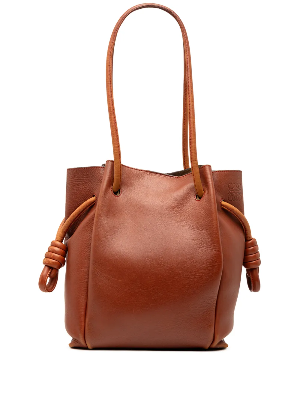 Loewe Pre-Owned 2018 Small Leather Flamenco Knot tote bag - Marrone
