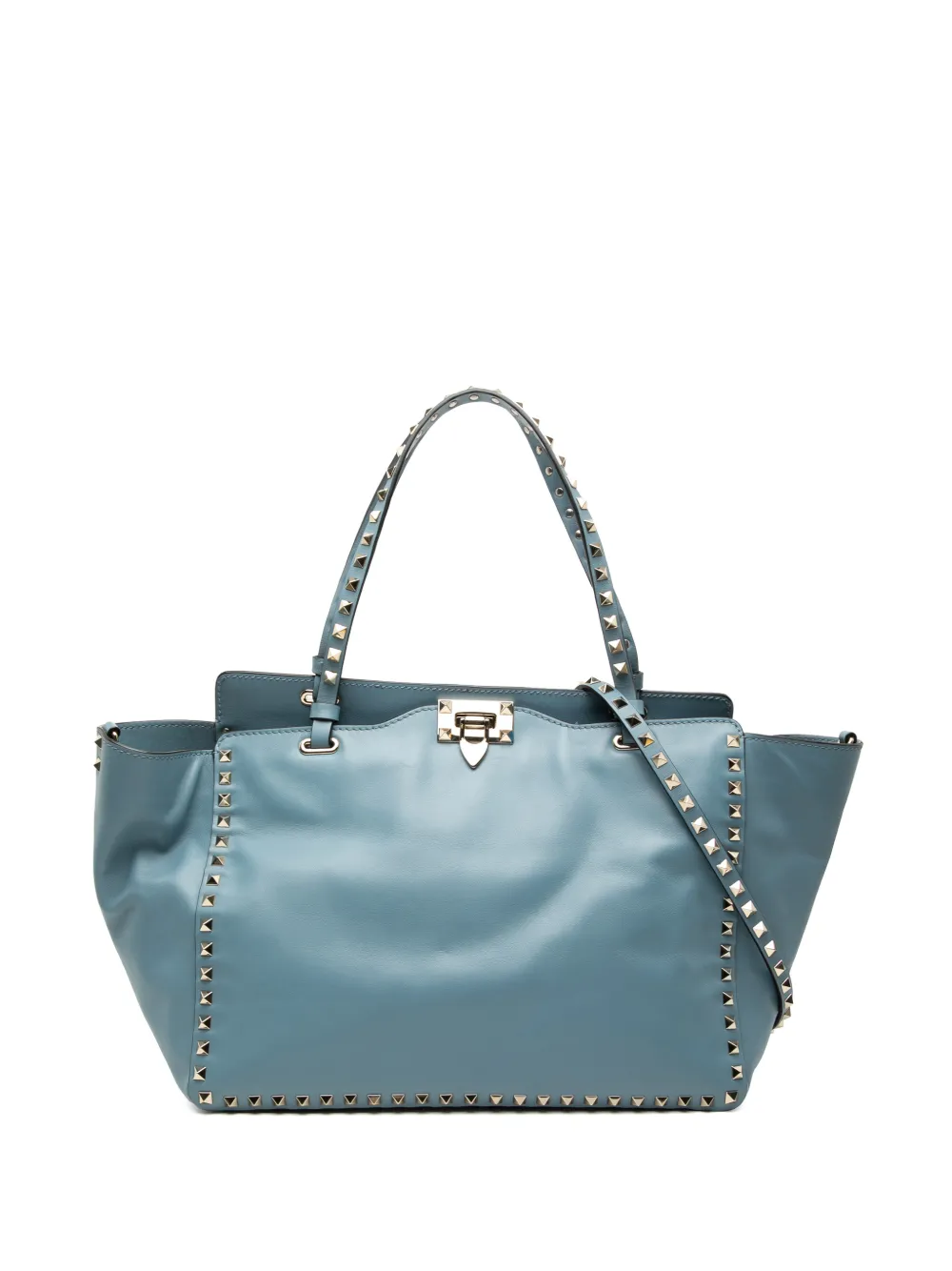 Valentino Garavani Pre-Owned 2000-2017 Medium Leather Rockstud Trapeze satchel - Blu