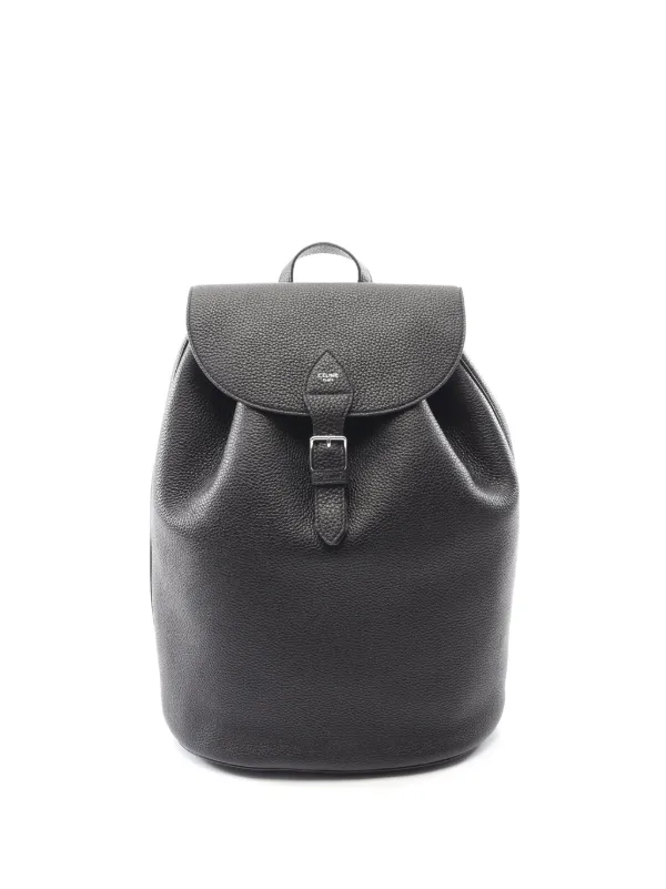 Celine Pre-owned 2010-2026 Large Leather Folco Backpack in Black