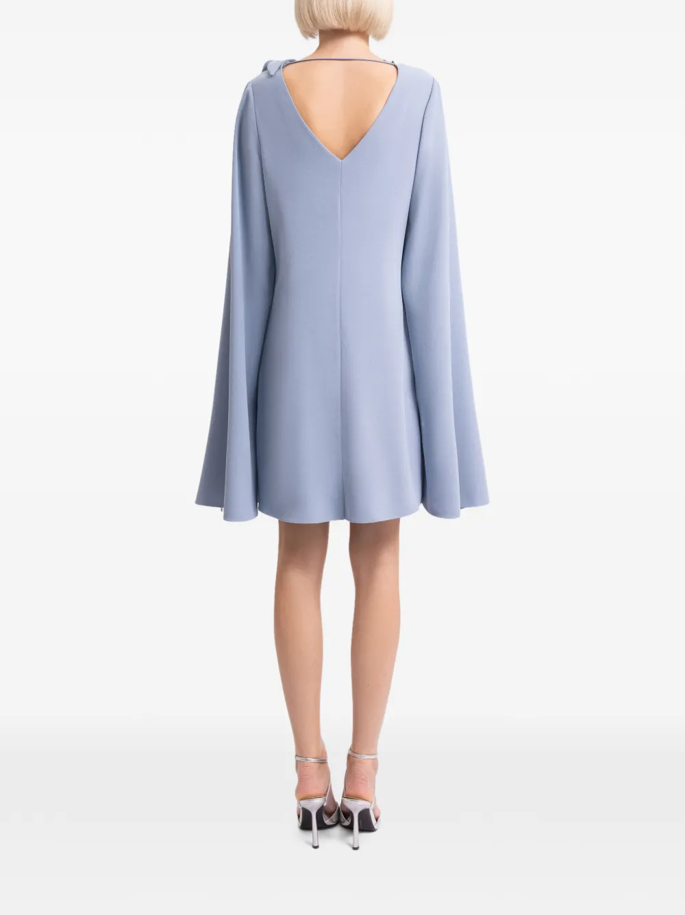 Gemy Maalouf Jurk met bloemdetail en capemouwen Blauw