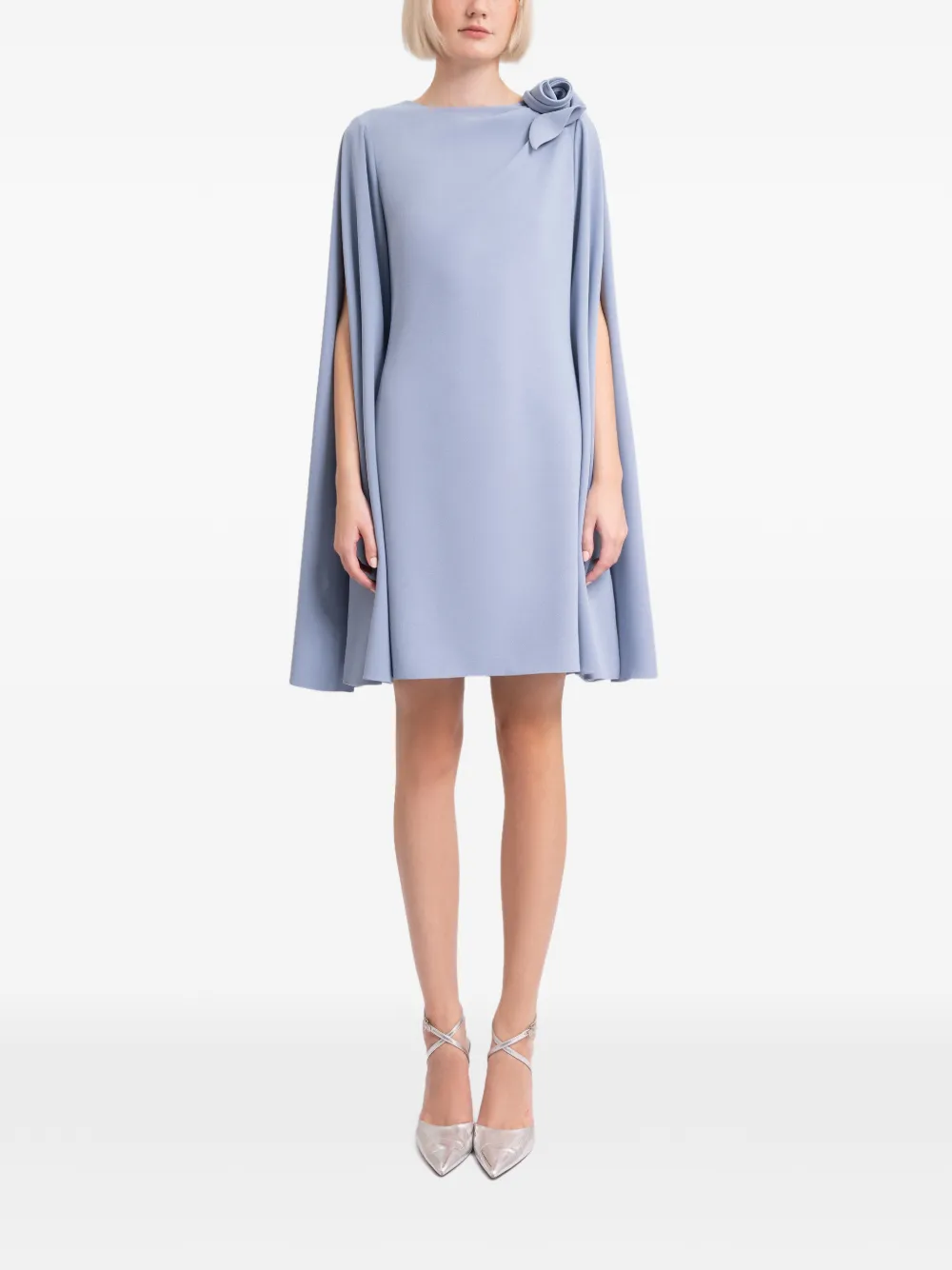 Gemy Maalouf Jurk met bloemdetail en capemouwen Blauw