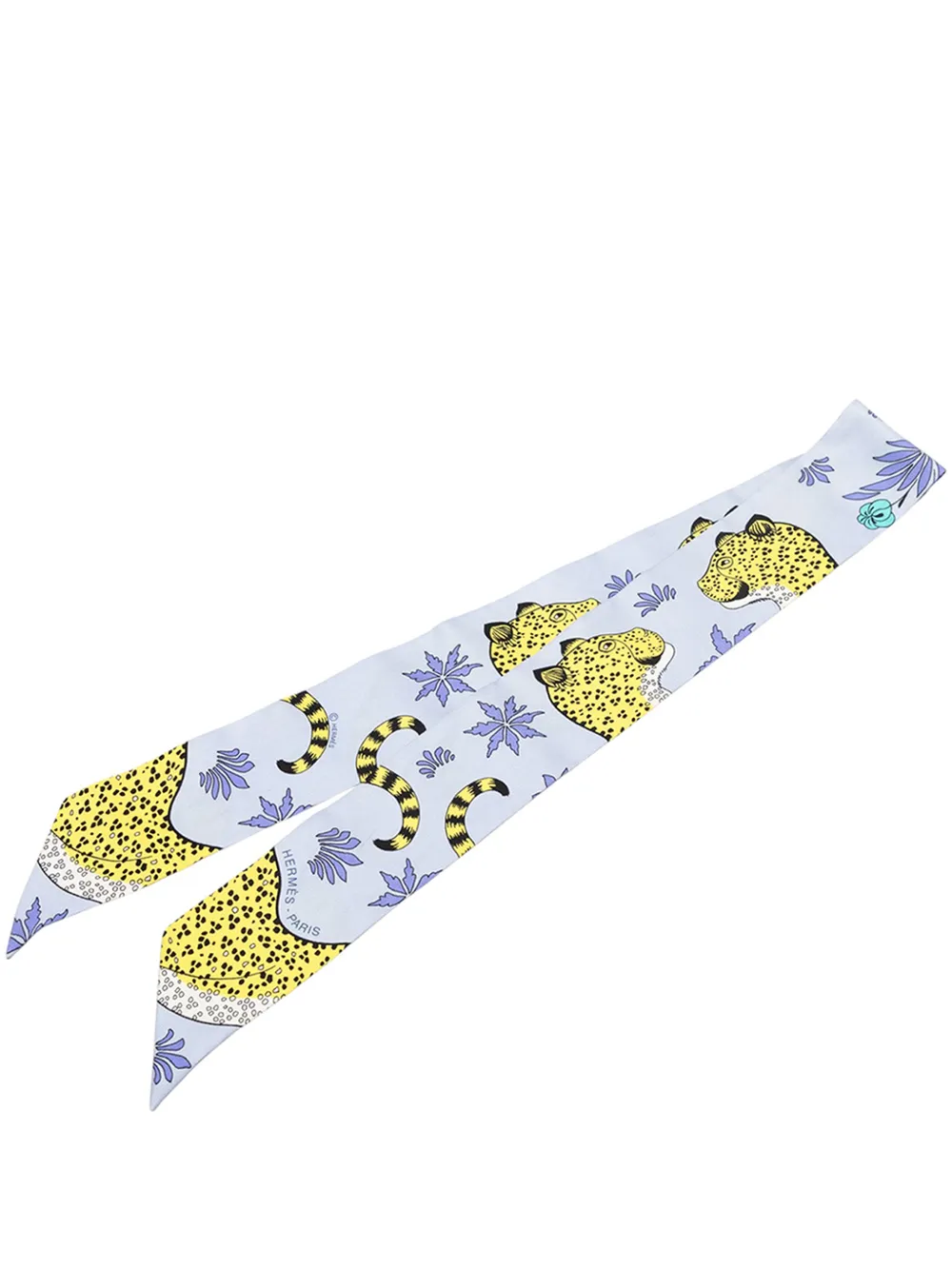 Hermès Pre-Owned 2015-2026 Les Leopards Silk Twilly Scarf scarves - Blu