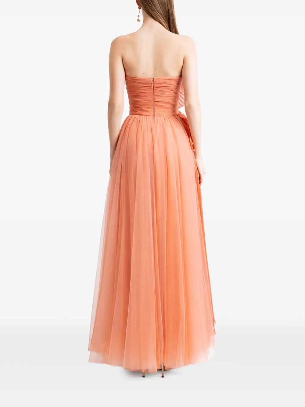 Gemy Maalouf Strapless jurk met bloemapplicatie Oranje