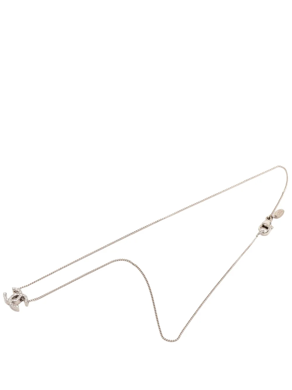 CHANEL Pre-Owned 2008 CC Brass and Strass Pendant Necklace costume necklace - Argento