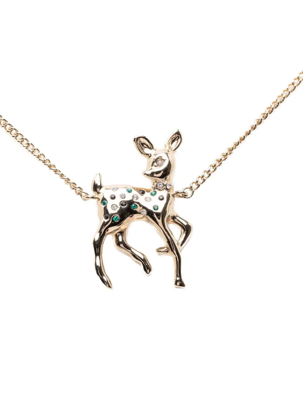 CHANEL Pre-Owned 2025-2026 CC Brass Faux Pearl and Strass Deer Pendant Necklace costume necklace - Gold