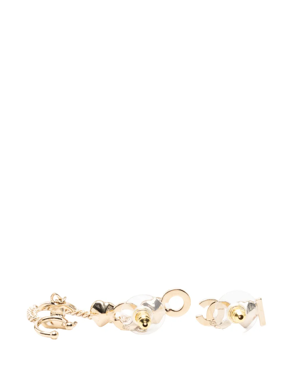  Chanel Pre-owned Pendientes Earcuff I Heart Cc Coco Bañados En Oro Con Apliques De Strass 2022 - Dorado 