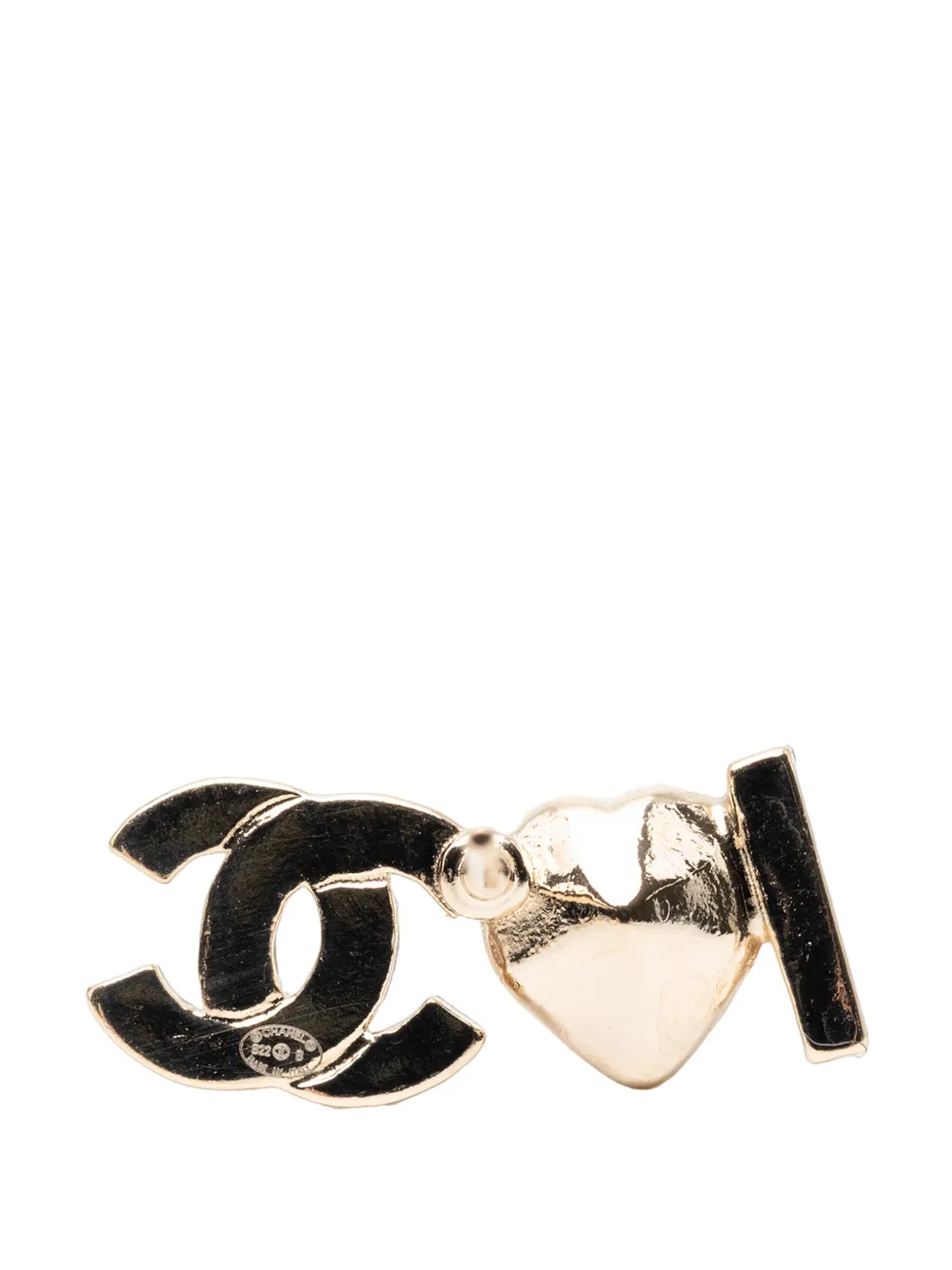  Chanel Pre-owned Pendientes Earcuff I Heart Cc Coco Bañados En Oro Con Apliques De Strass 2022 - Dorado 