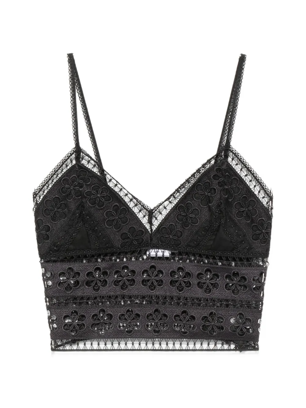 Charo Ruiz Ibiza Melie guipure-lace cropped top - Nero