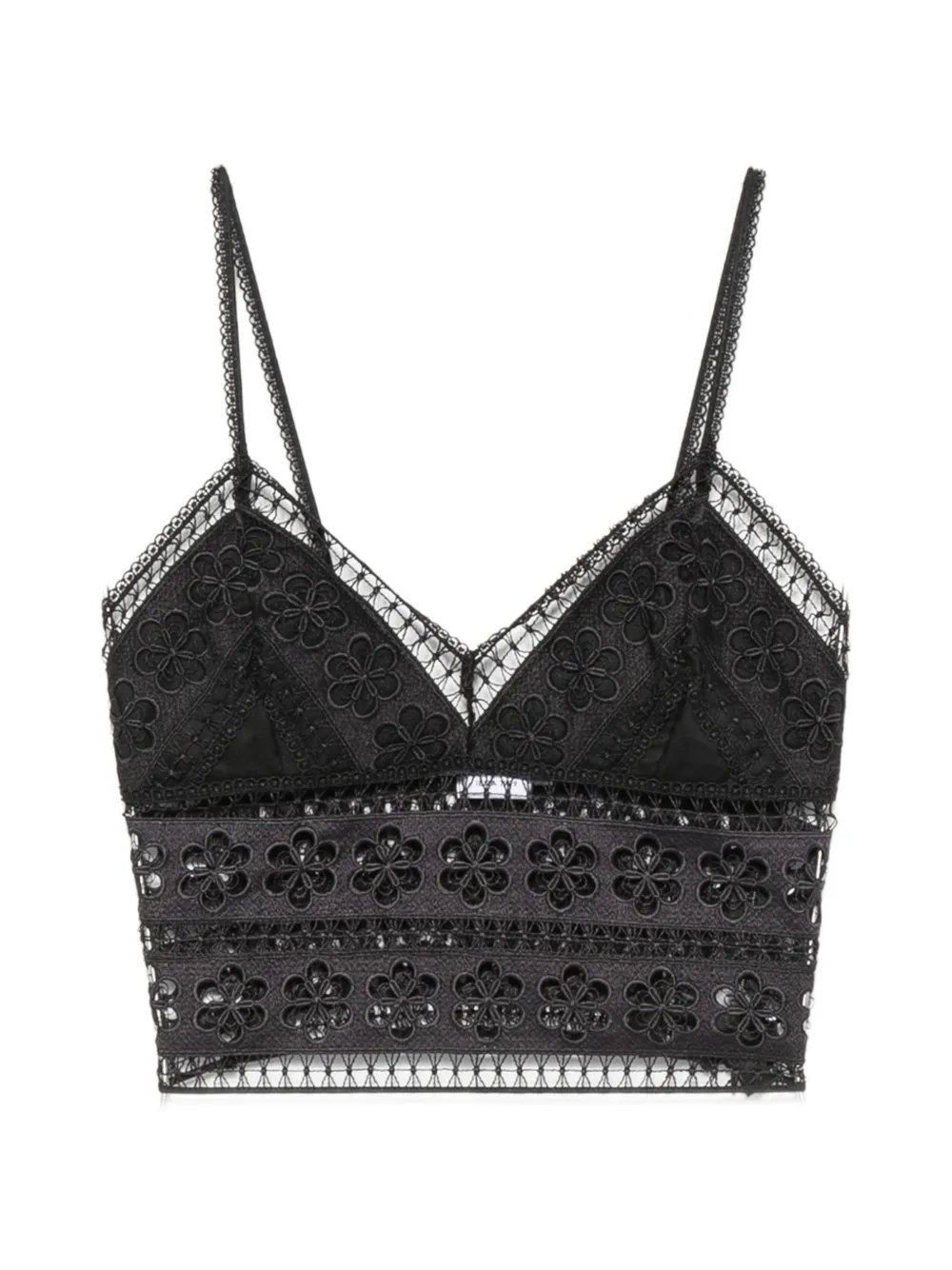 Charo Ruiz Ibiza Melie guipure-lace cropped top - Nero