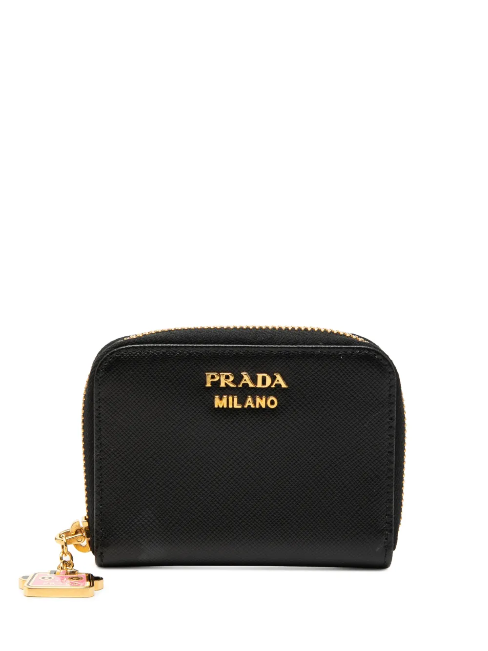 Pre-owned Prada 2013-2026 Saffiano Zip Around Coin Pouch In Black