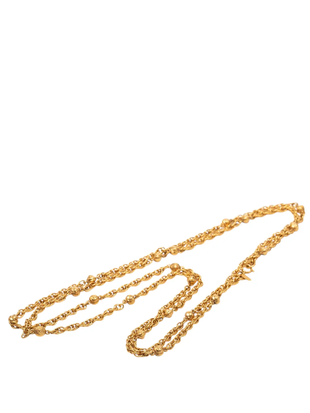 CHANEL Pre-Owned 1970-1980 CC Gold Plated Station Chain Long Necklace costume necklace - Oro