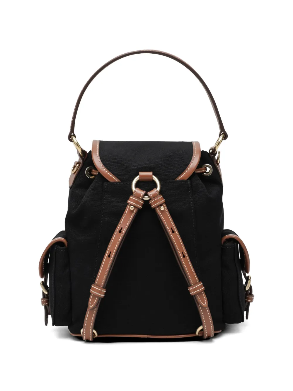 Miu Rugzak met logo-patch en leren afwerking Zwart