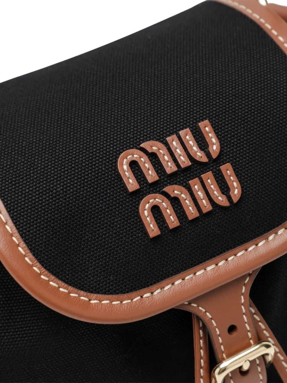 Miu Rugzak met logo-patch en leren afwerking Zwart