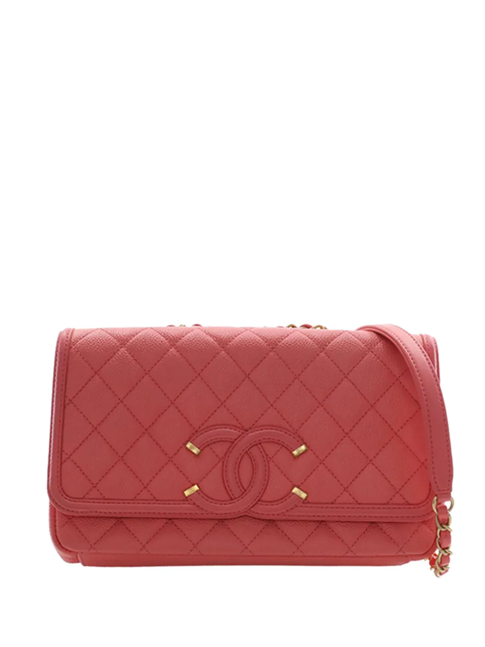 CHANEL Pre-Owned 2017-2018 Medium Caviar CC Filigree Flap crossbody bag - Rosa