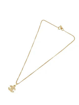 CHANEL PreOwned 19701980 CC Gold Plated Strass Pendant Necklace — free download