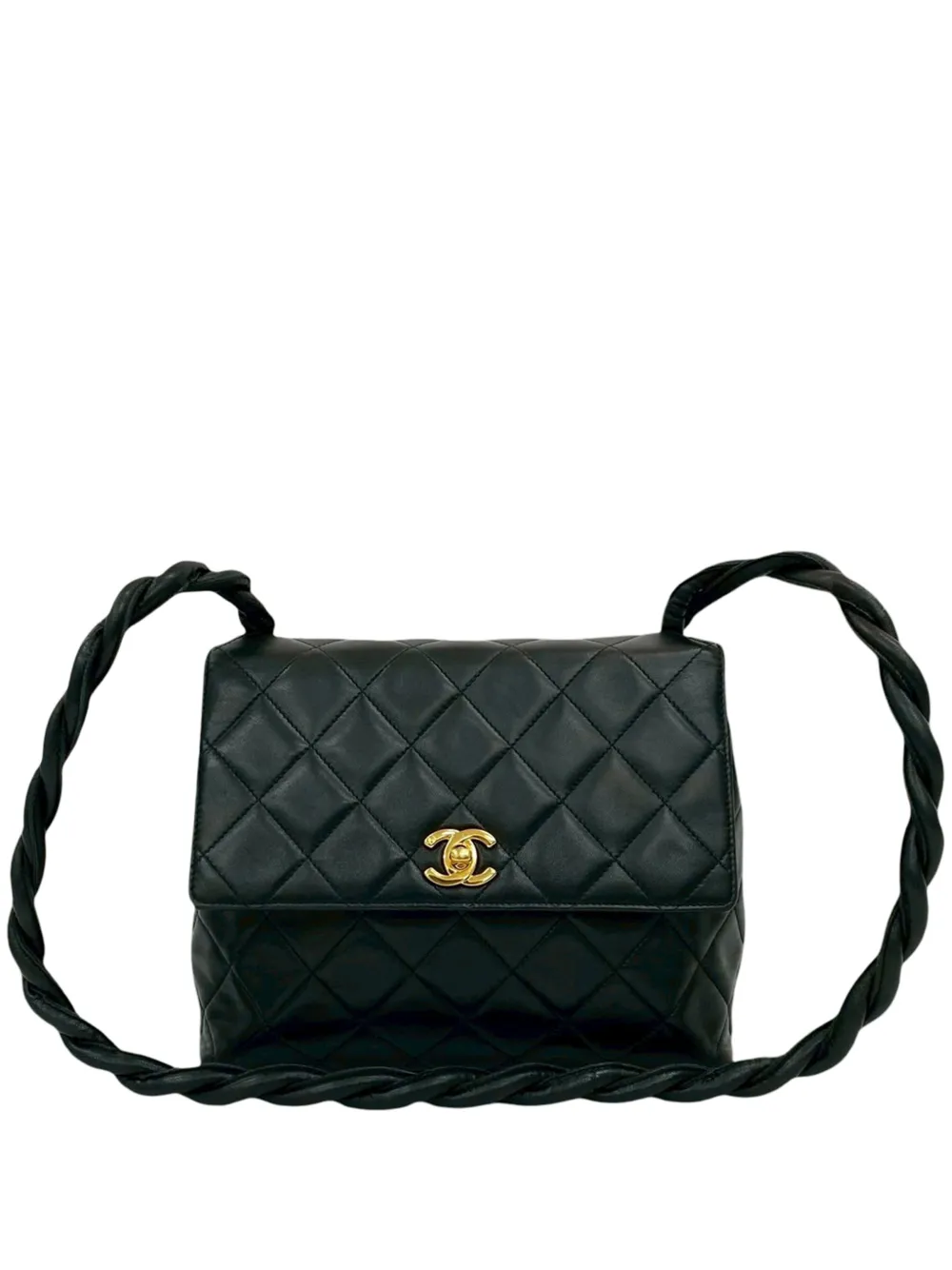 CHANEL Pre-Owned 1996-1997 CC Quilted Lambskin Braided Handle Flap crossbody bag - Nero