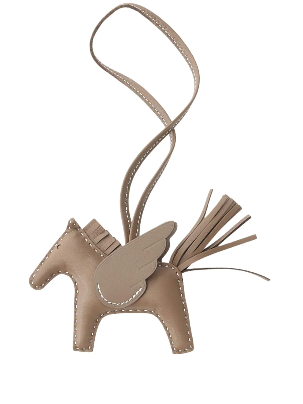 Pre-owned Hermes 2025 Milo Lambskin And Swift Grigri Rodeo Pegase Bag Charm Pm Key Chain In Brown