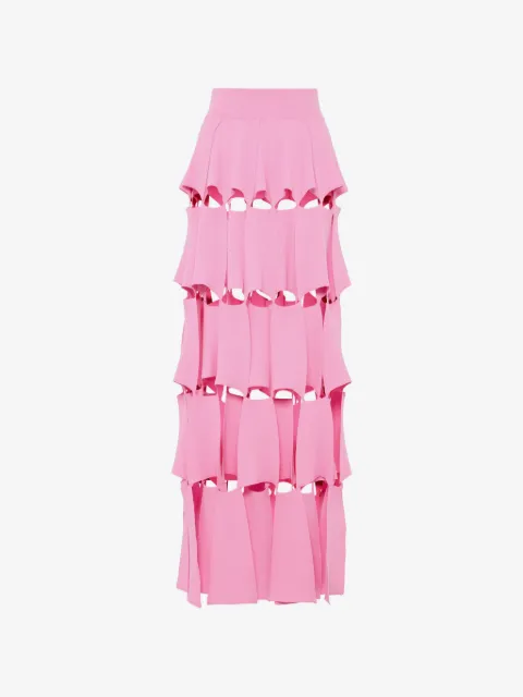 A.W.A.K.E. Mode knitted laser-cut maxi skirt