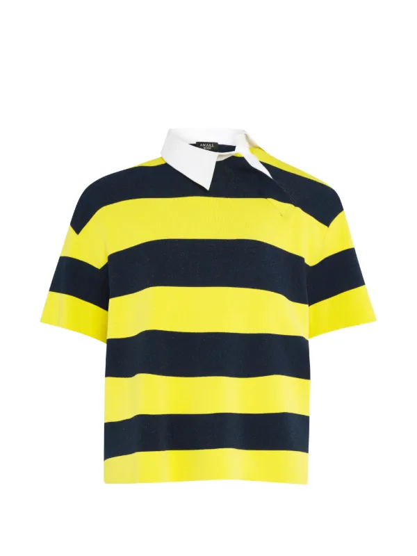 A.W.A.K.E. Mode Striped Polo Top in Yellow