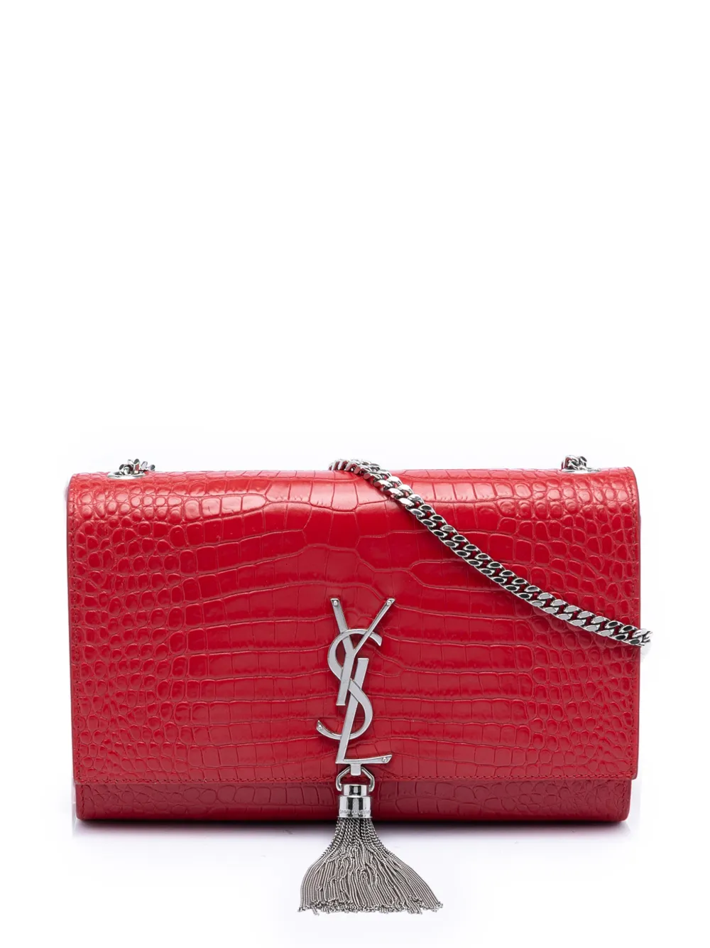 Saint Laurent Pre-Owned 2016 Medium Croc Embossed Leather Kate Tassel crossbody bag - Rosso