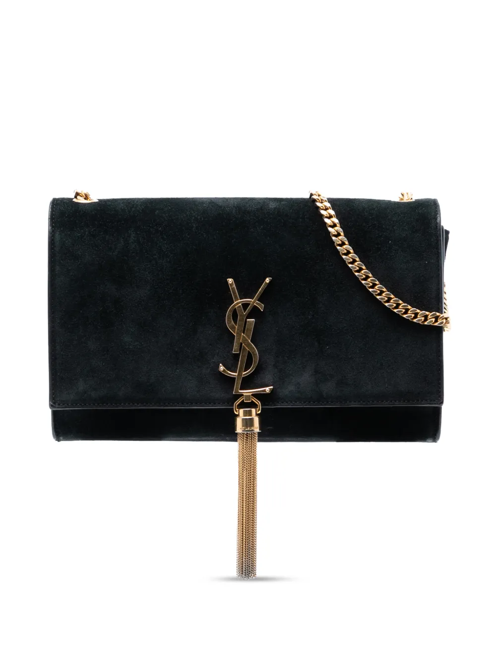 Saint Laurent Pre-Owned 2014 Medium Suede Monogram Kate Tassel crossbody bag - Nero