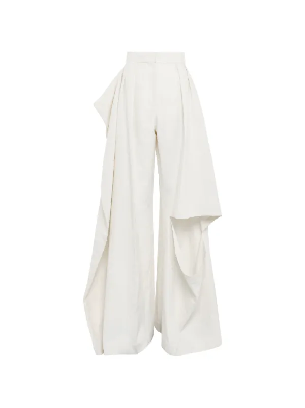 A.W.A.K.E. Mode Slit-knee Draped Pants in Neutrals