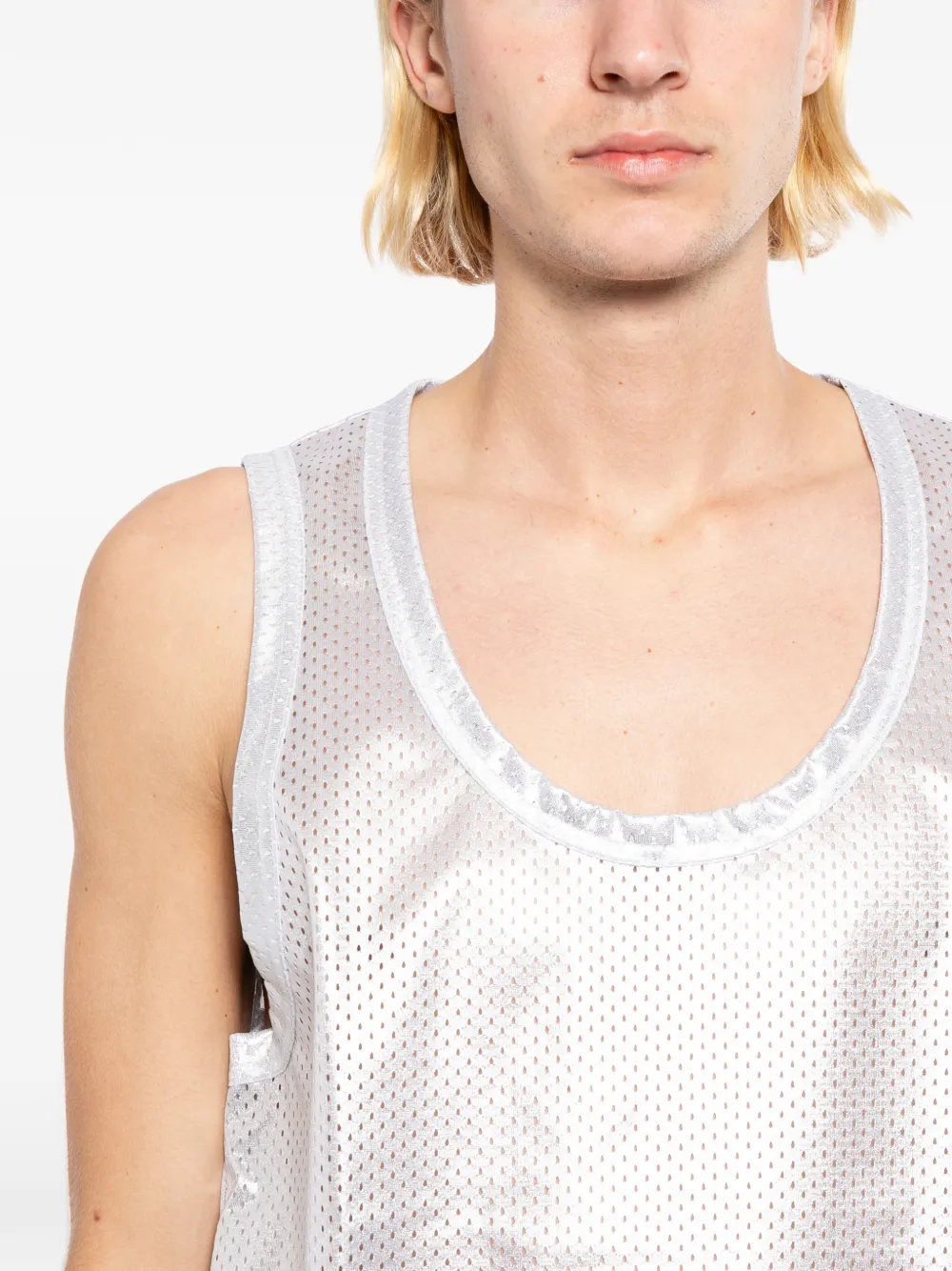Comme des Garçons Homme Plus Metallic geperforeerde spencer Zilver