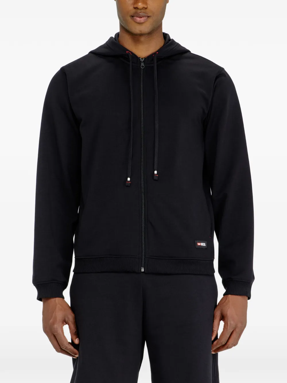 Diesel Katoenen hoodie met logo en rits Zwart