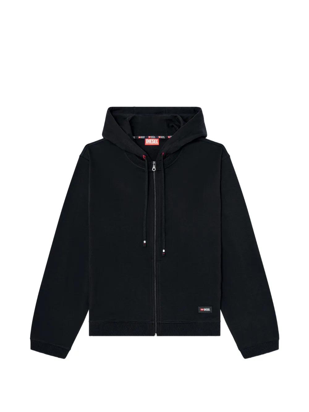 Diesel logo-detail zip-up cotton hoodie - Nero
