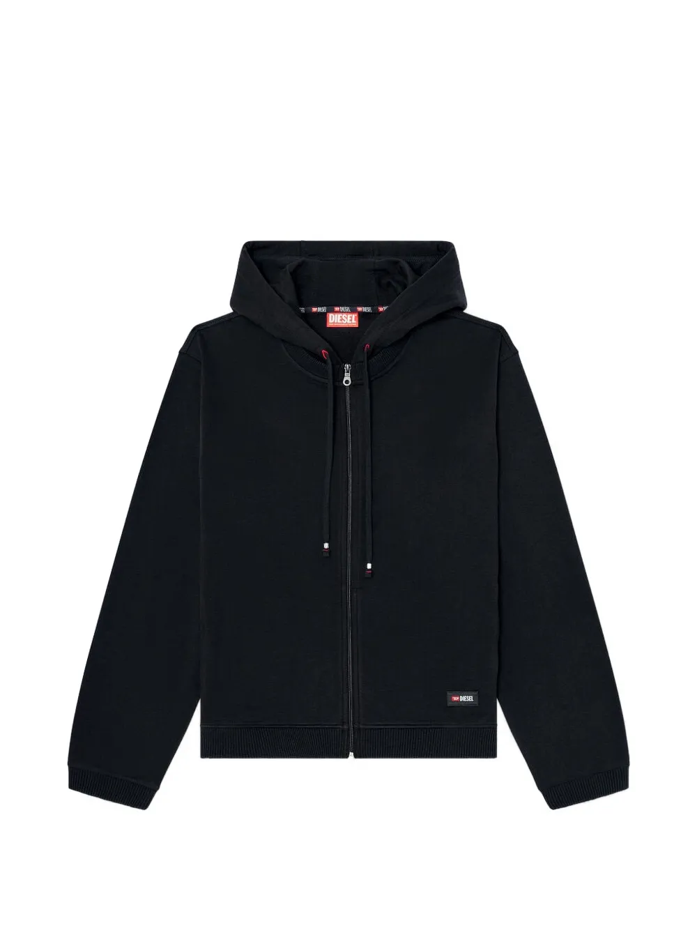 Diesel Katoenen hoodie met logo en rits Zwart