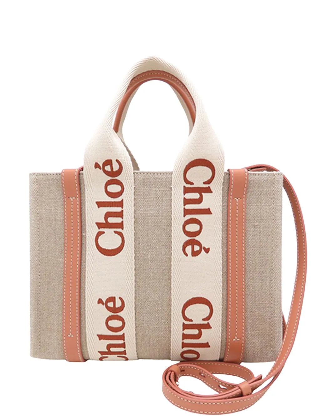 Chloé Pre-Owned 2021-2025 Small Canvas Woody Tote satchel - Toni neutri
