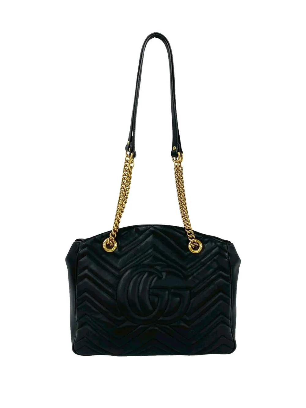  Gucci Pre-owned Bolso De Hombro Gg Marmont Mediano De Piel Y Matelassé Con Cadena 2000-2015 - Negro 