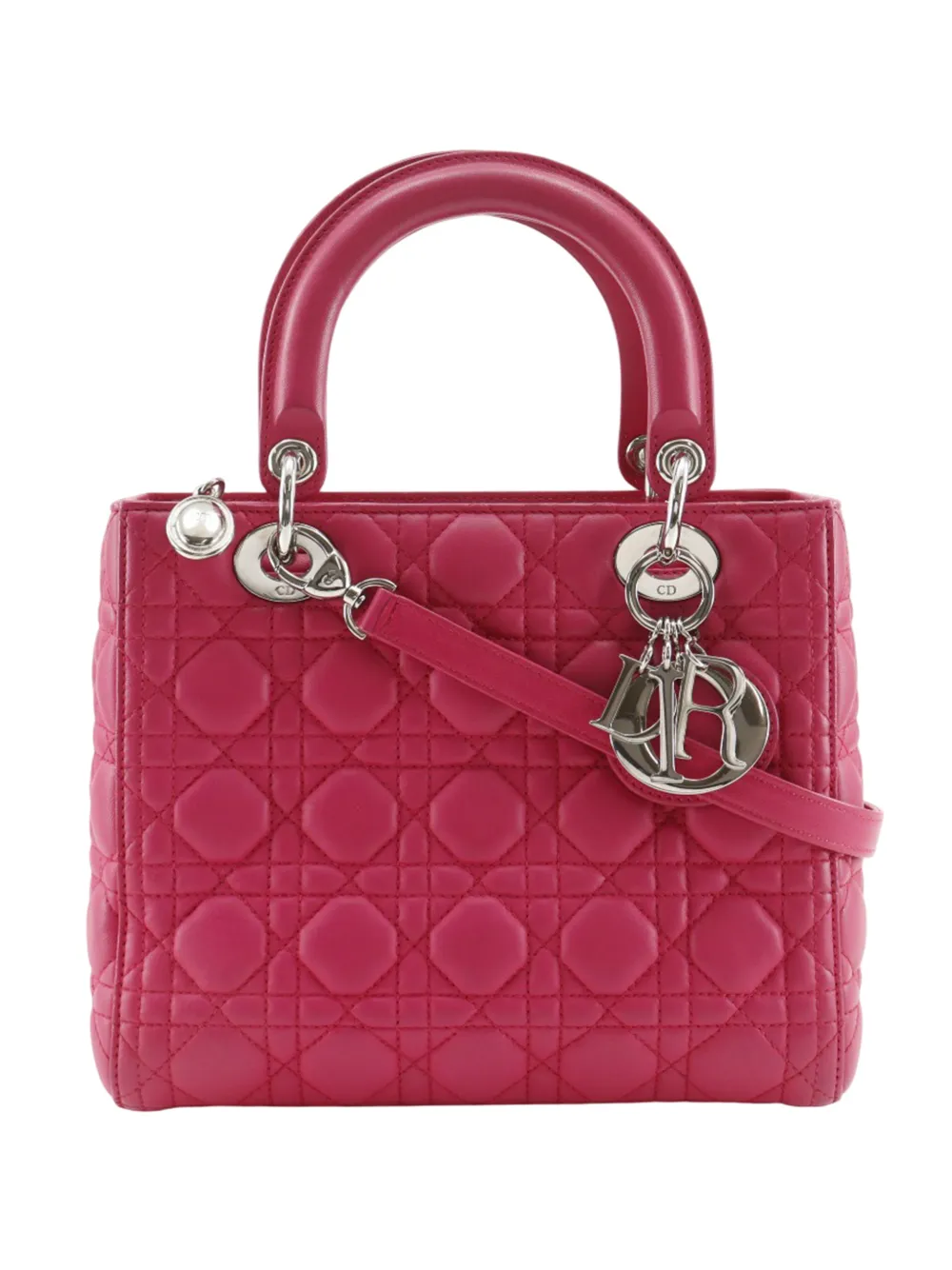 Christian Dior Pre-Owned 2014 Medium Lambskin Cannage Lady Dior satchel - Rosa