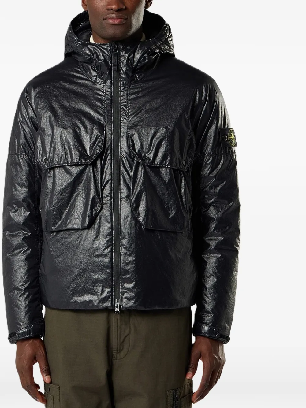 Stone Island 4100056 3L-TC nylon jack Zwart