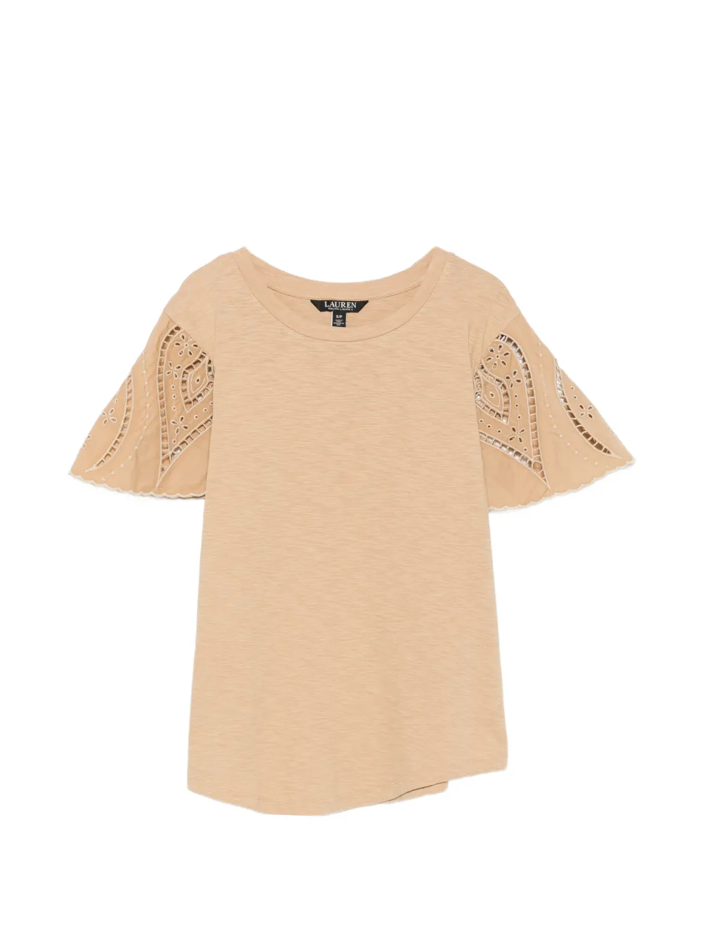 Lauren Ralph Lauren broderie-anglaise flutter-sleeve T-shirt - Toni neutri