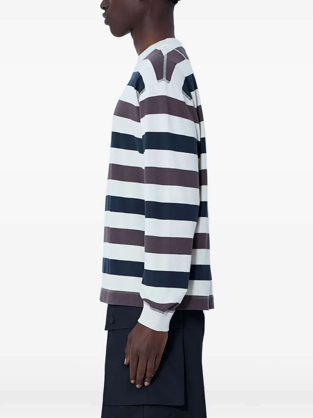 Margaret Howell Sweater met horizontale streep Beige
