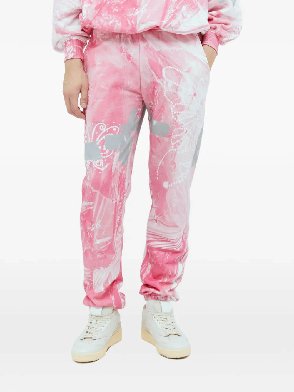 Praying Garbage graphic-motif track pants - Rosa