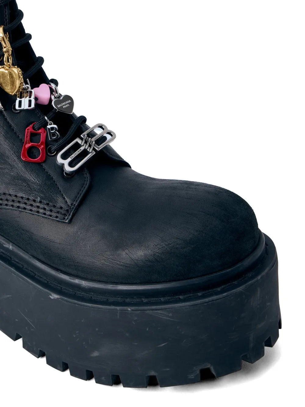 Balenciaga charm-embellished platform ankle boots Zwart