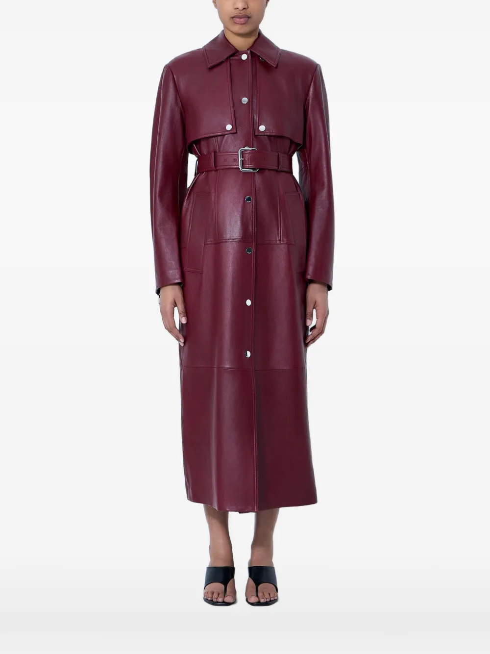 Sportmax belted leather coat - Rosso