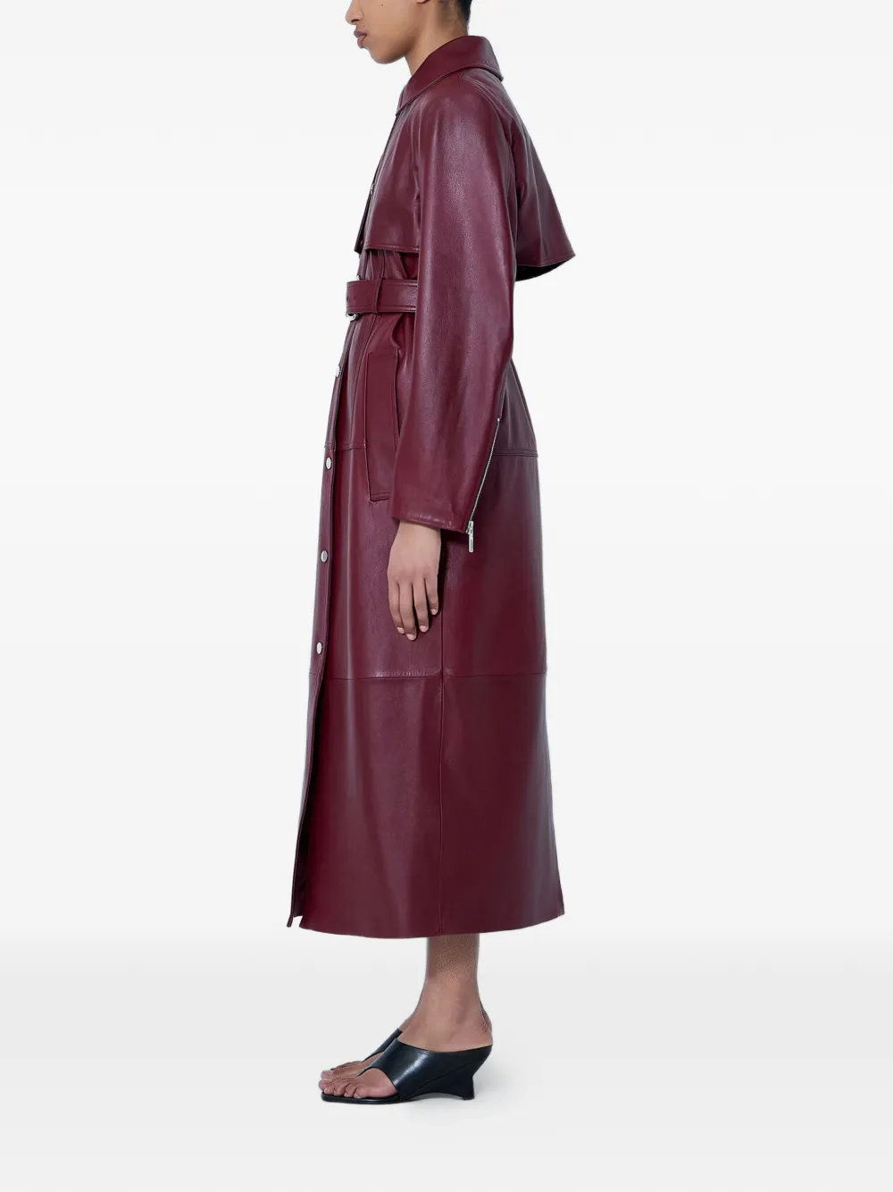 Sportmax Leren jas met ceintuur Rood