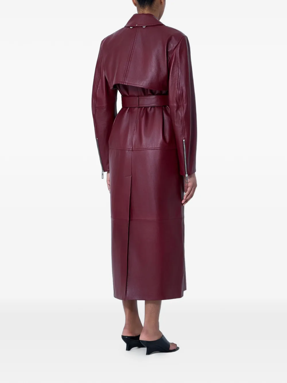 Sportmax Leren jas met ceintuur Rood