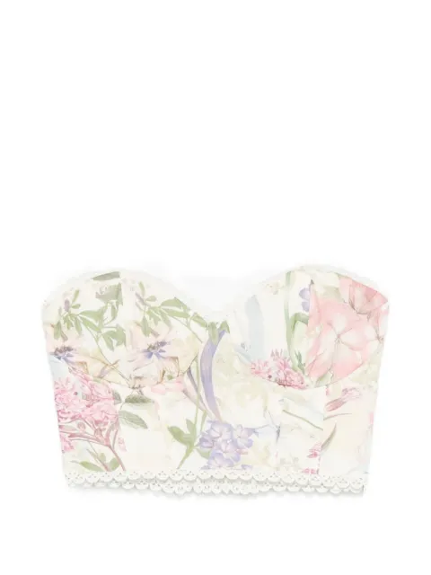 Charo Ruiz Ibiza Bio floral-print lace-trim top