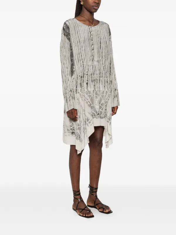 roberto cavalli 2000s dress Vintage abstract-print Asymmetric | Grey model-crystal Vintage 90s Grunge Prairie Rush Service:No Rush