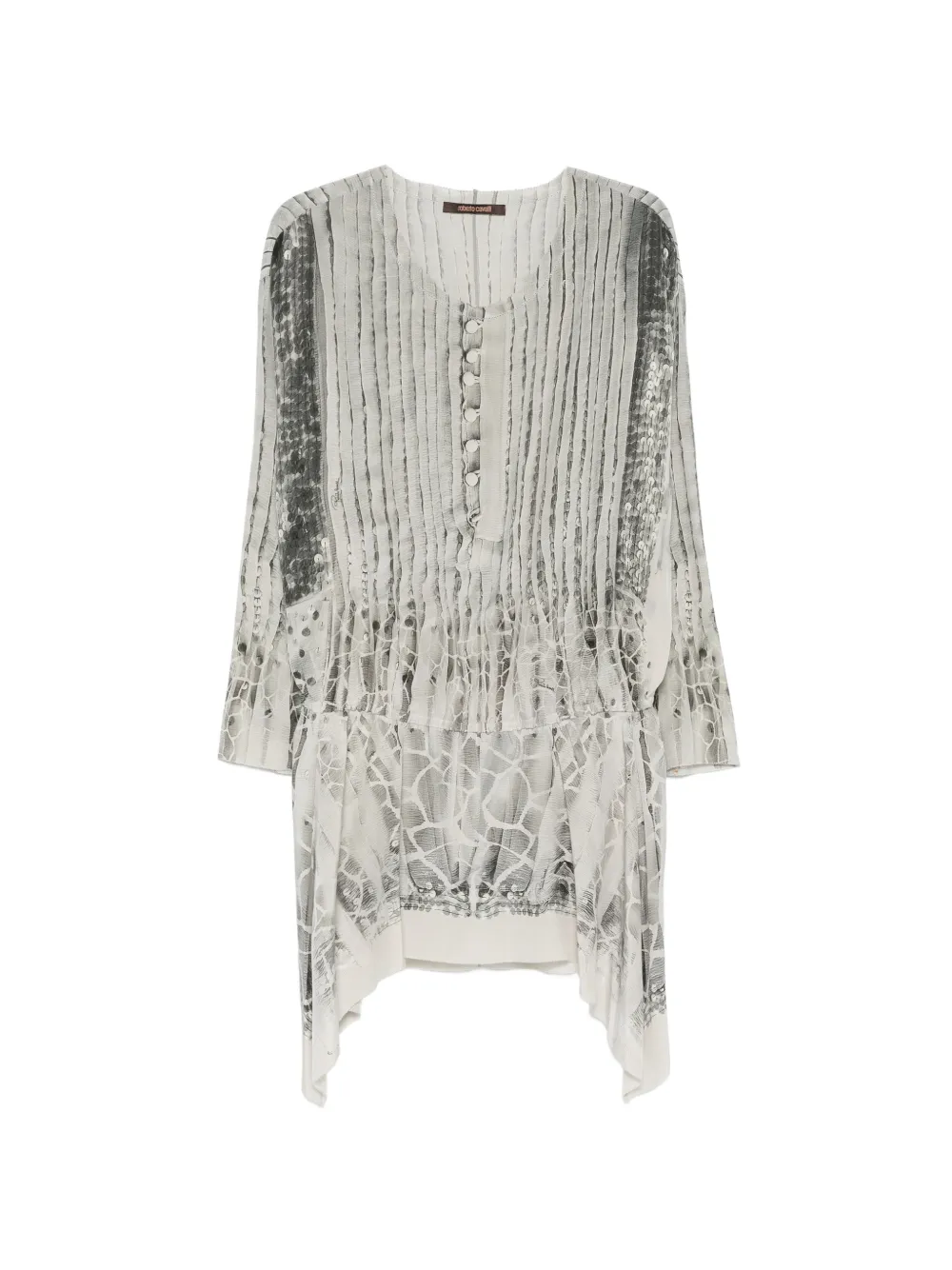 Roberto Cavalli Vintage robe asymétrique à motif abstrait (années 2000) - Gris